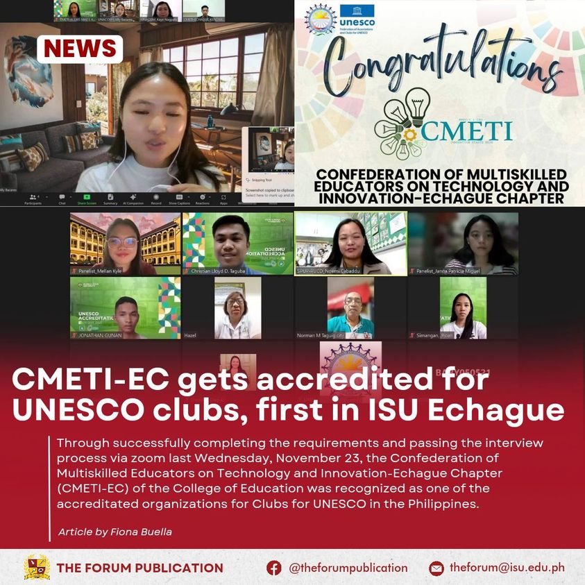 NEWS | CMETI-EC gets accredited for UNESCO clubs, first in ISU Echague