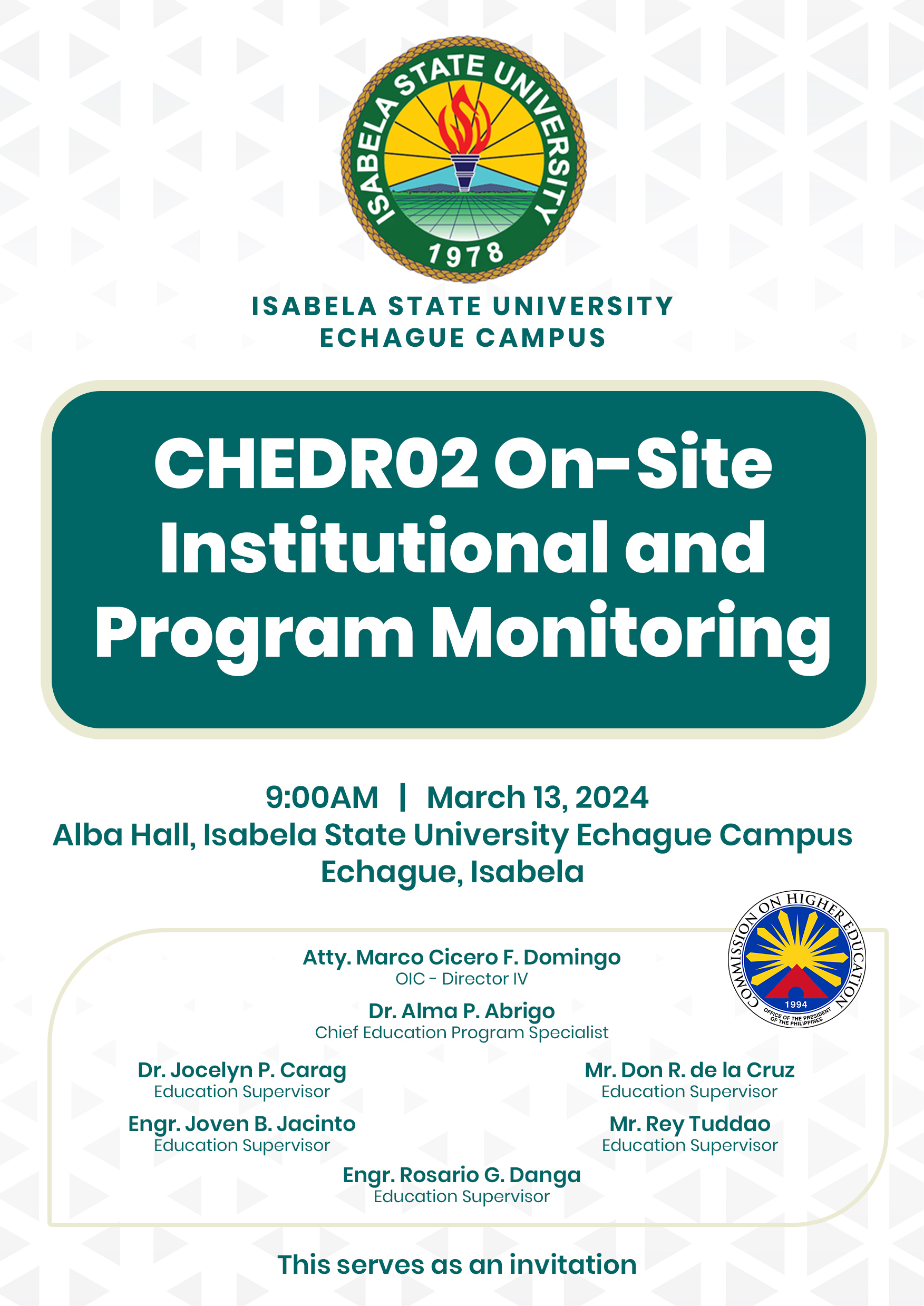 HAPPENING NOW! | CHEDRO2 On-Site Institutional and Program Monitoring