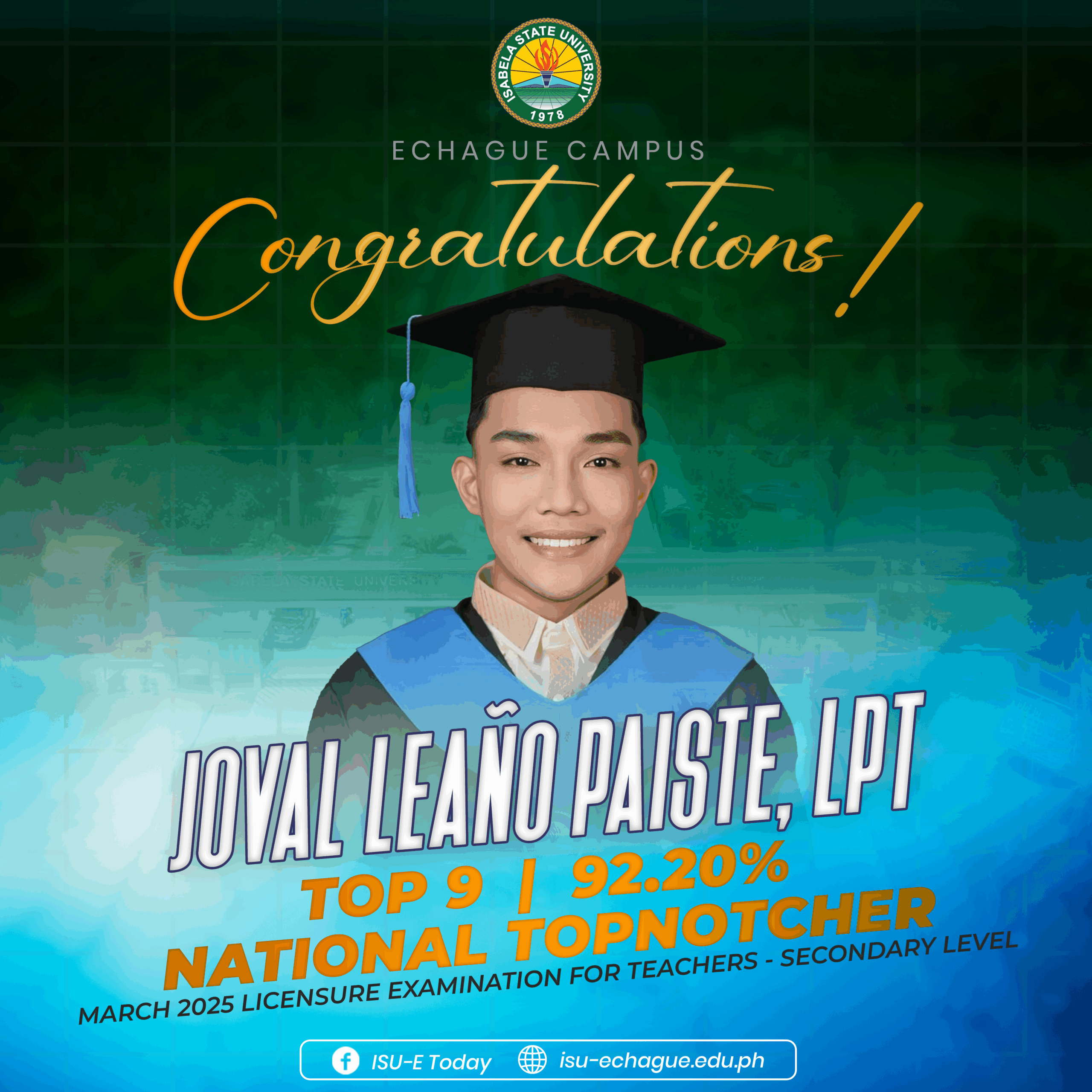KUDOS! 🎉| Joval Leaño Paiste, LPT | TOP 9 | National Topnotcher